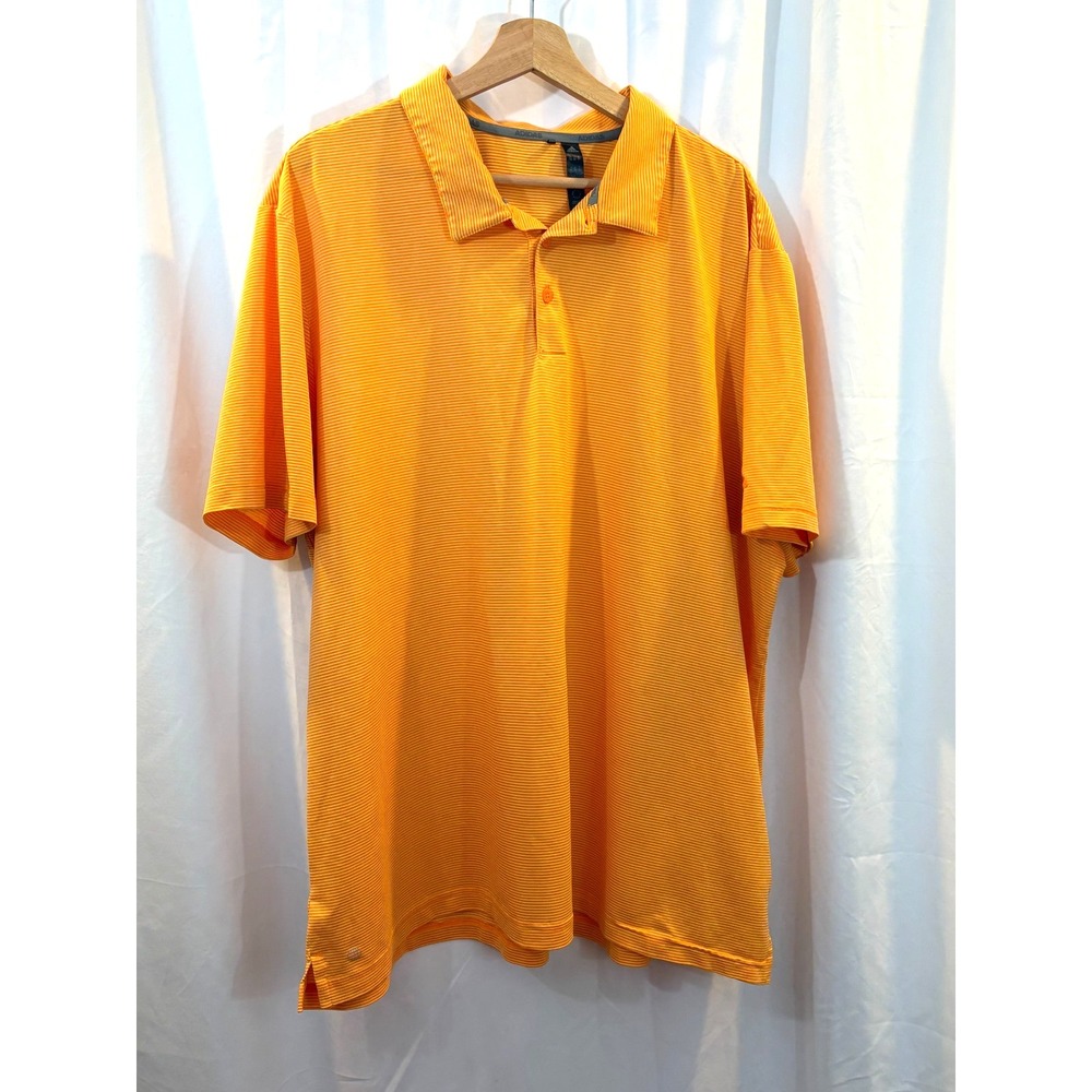 Adidas Golf Men's Polo Shirt Striped‎ Orange White Size 2XL